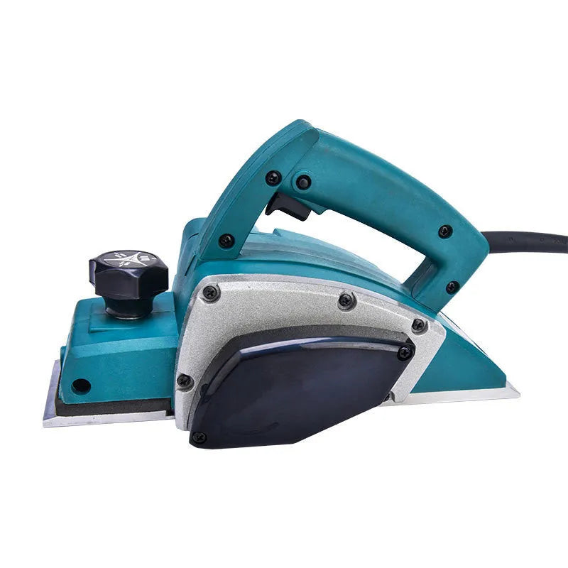 Red desktop electric push planer woodworking tool with aluminium housing