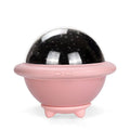 UFO-shaped starry sky projection night light in pink white or green plastic with constellation patterns