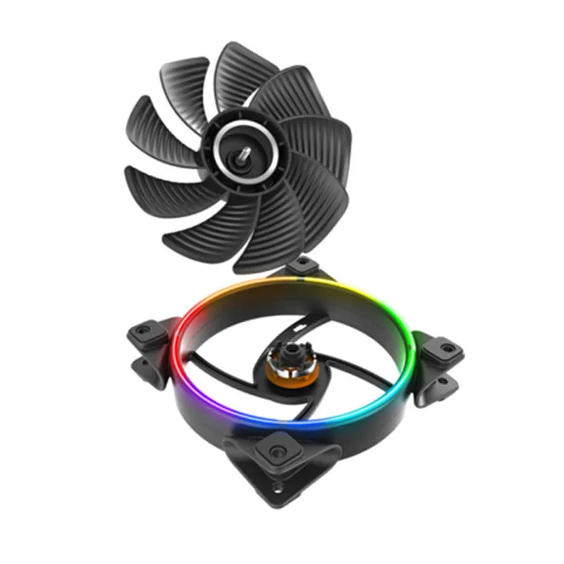 Three black 12cm RGB PC cooling fans with FRGB lighting and hydraulic bearing technology