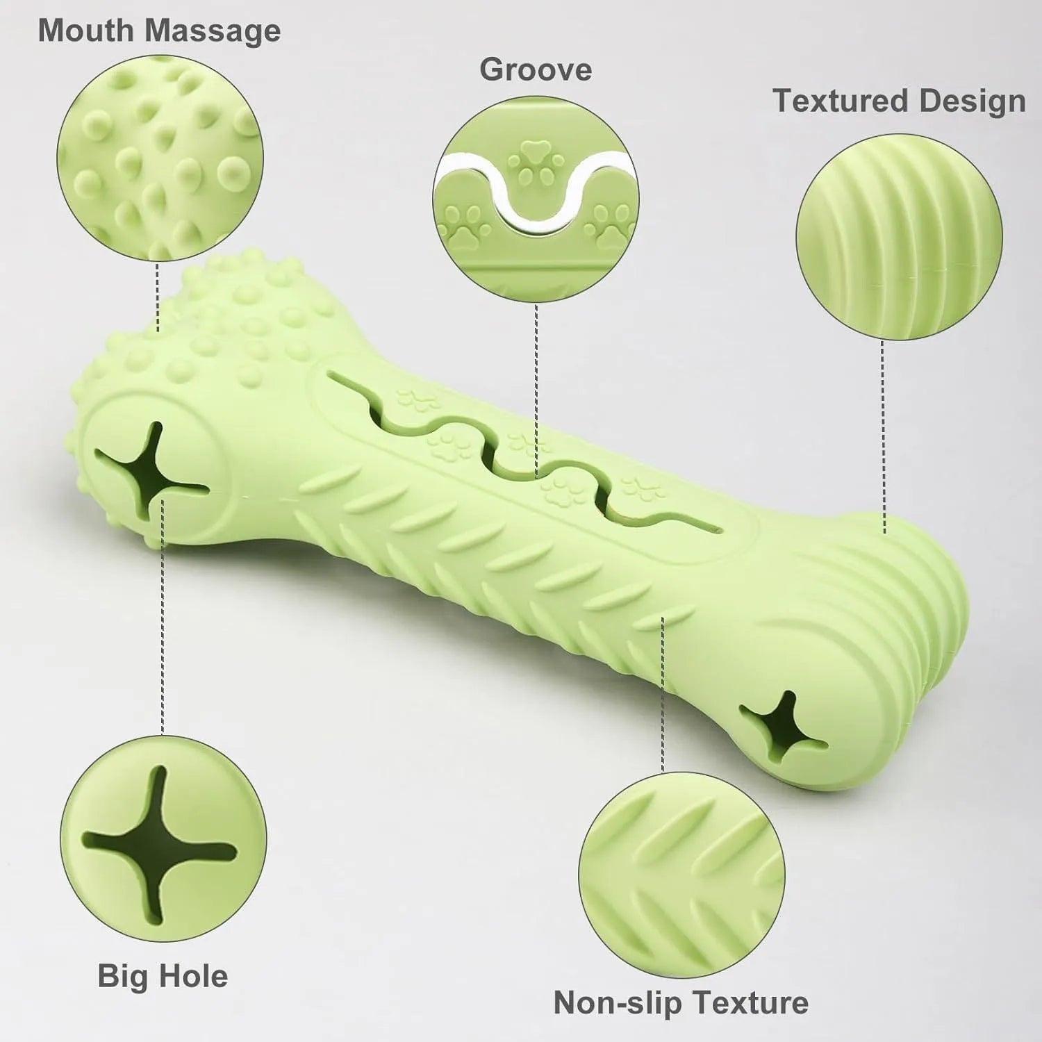 Natural rubber bone-shaped dog chew toy for aggressive chewers in blue colour