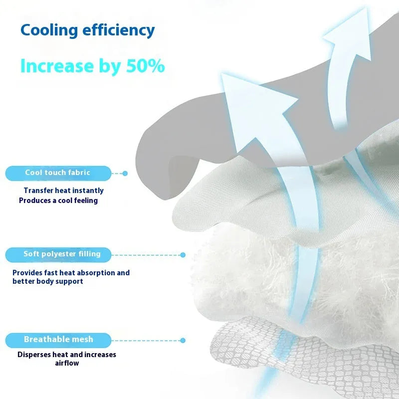 Pet ice mat cooling mattress for dogs in light grey colour showing dog head shaped design