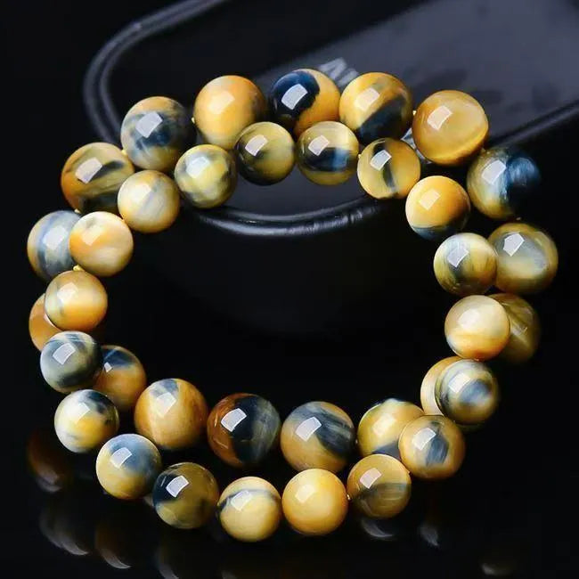 Fantasy Tigereye agate bracelet with round beads in geometric single-circle design