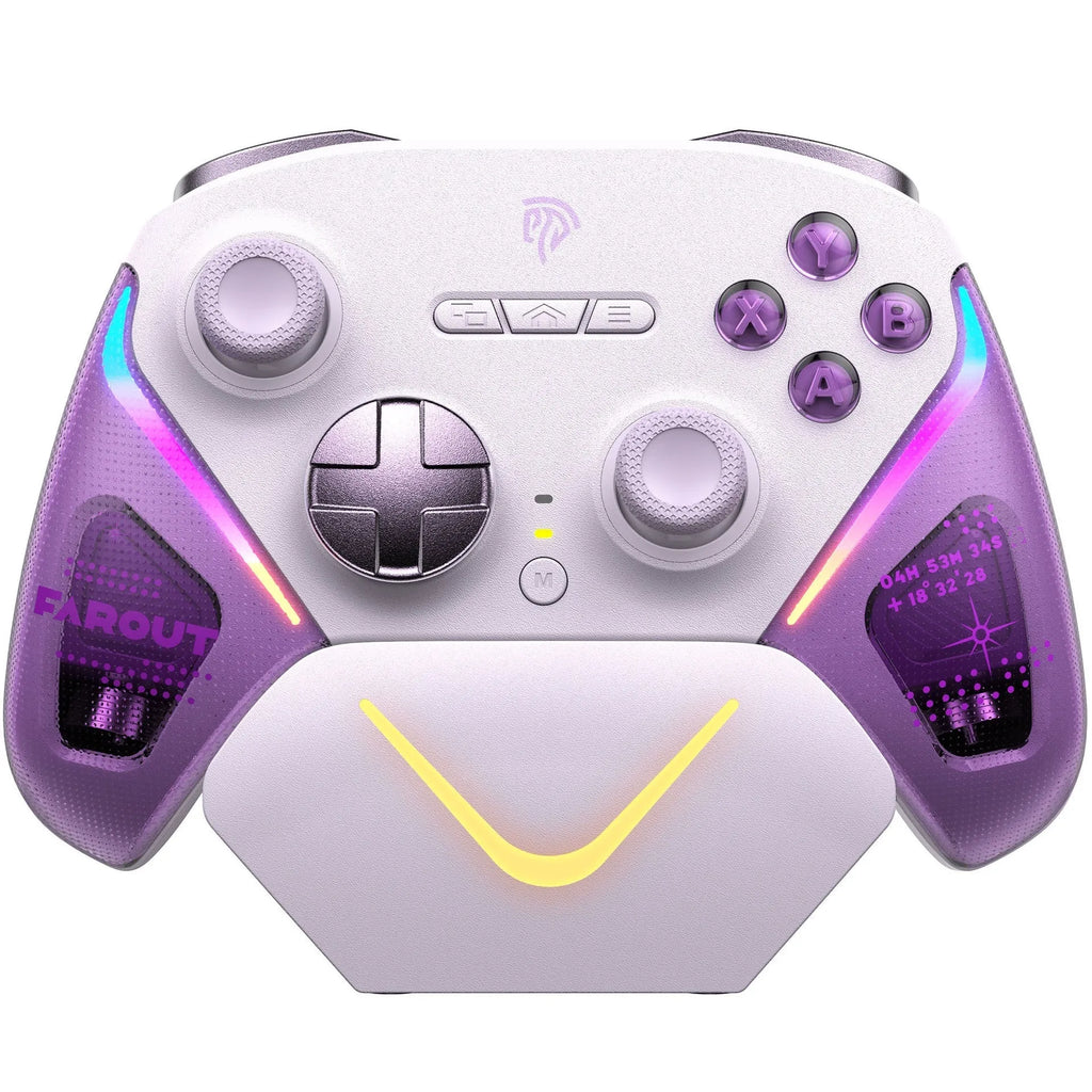PS4 smart charging base with auto start-stop function and included controller showing double-cut triggers