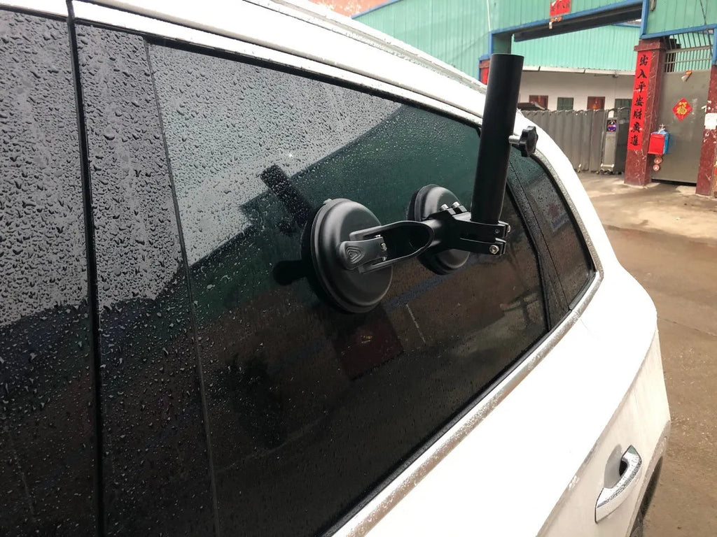Black ABS car window suction mount with rubber base for flagpoles