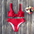 Polyester bikini set in five colour options with sleeveless top and matching bottoms