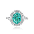 Geometric S925 silver ring with an inlaid ellipse-shaped palaibahao high carbon diamond.