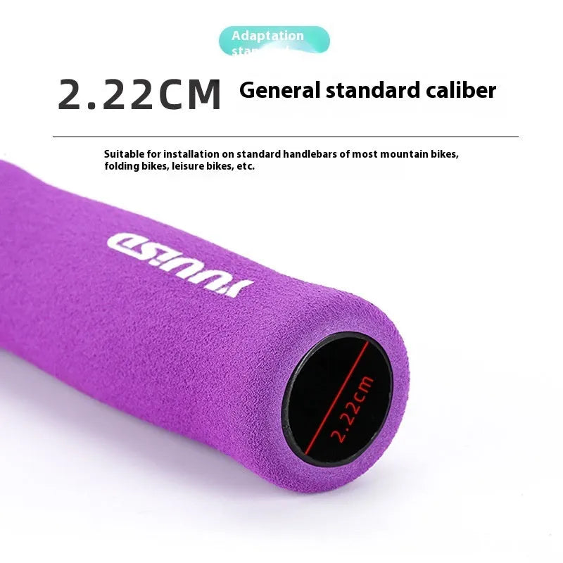 Pair of soft sponge mountain bike handlebar covers in black, purple, or biange colours for shock absorption