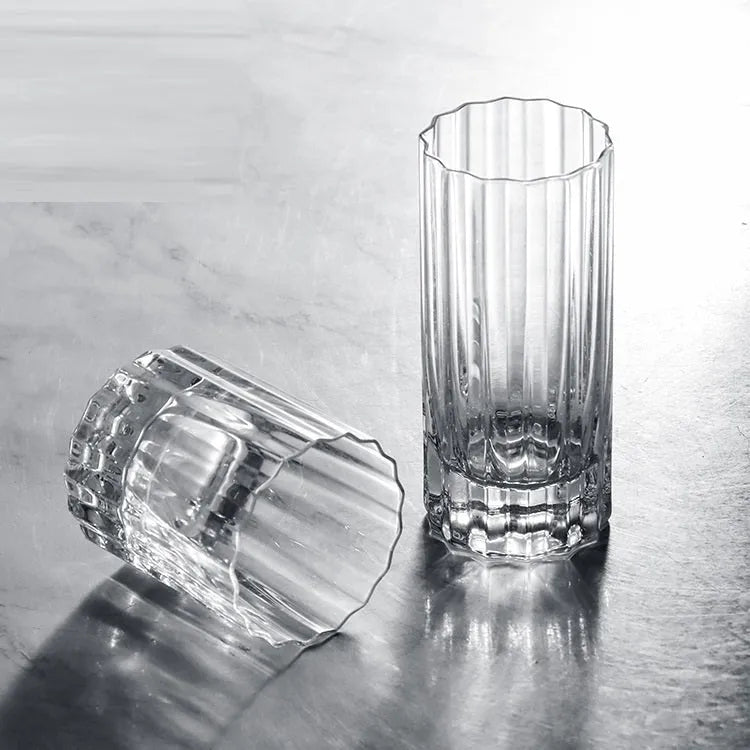 Crystal whiskey glass with thick bottom and lace design, 301-400ml capacity, single glass