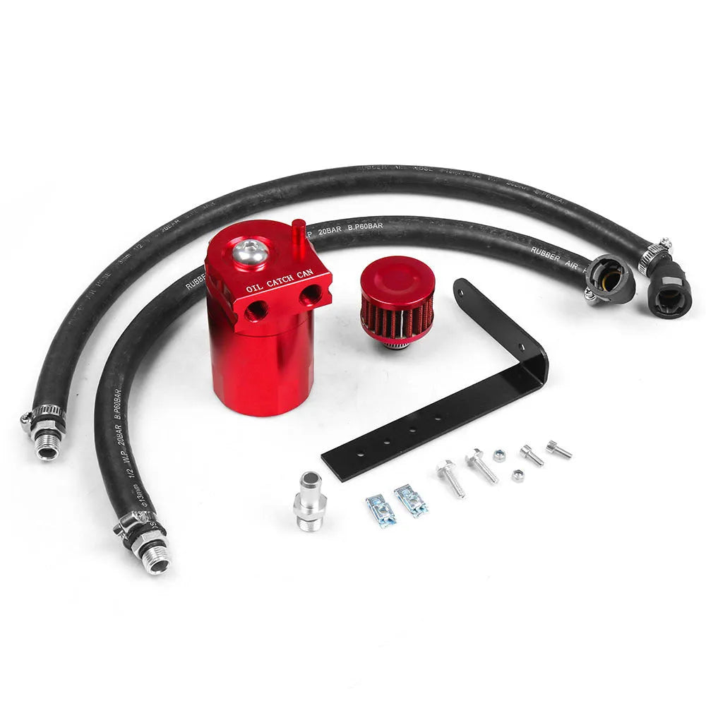 Aluminum alloy oil separator catch can for Ford Expedition in choice of black, blue, red, or silver colour.