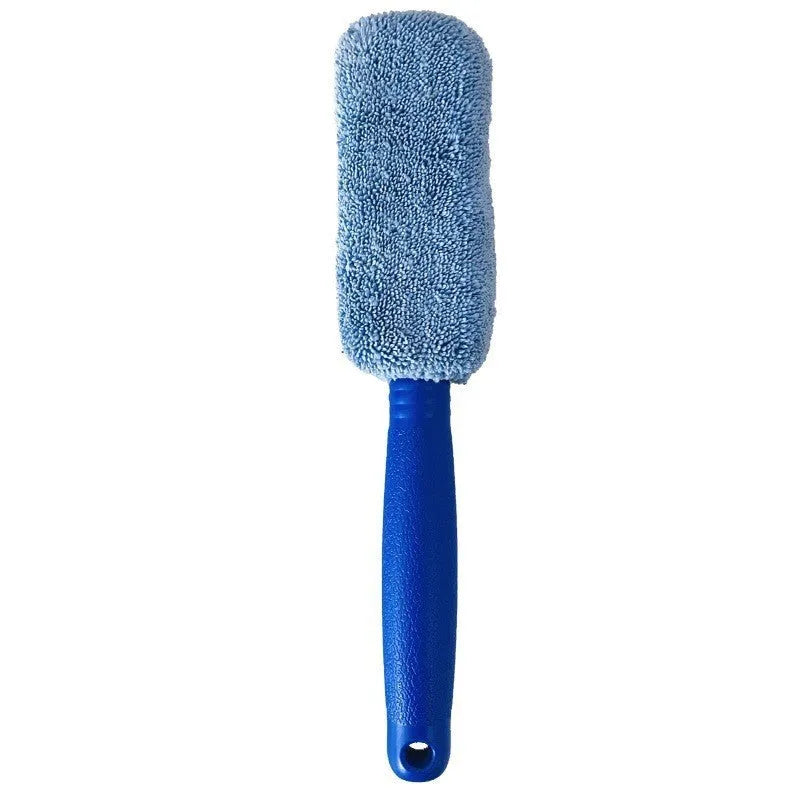 Long handle microfiber car wash tire brush for cleaning alloy wheels and tyre sidewalls