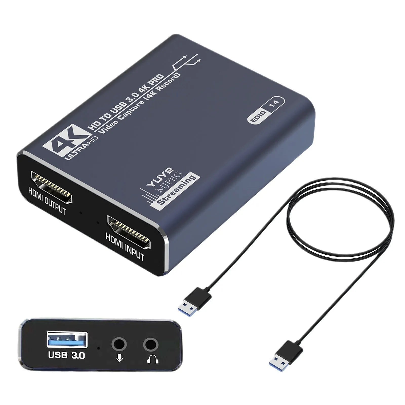 Black 4K gaming set-top box with MS2131 chip for 1080p gameplay recording