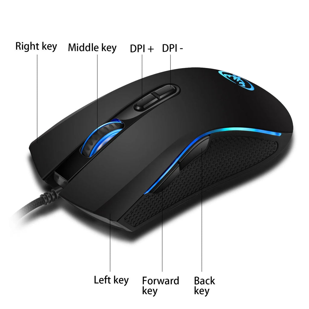 White and black gaming keyboard and mouse combo with colour backlight illumination visible on keys