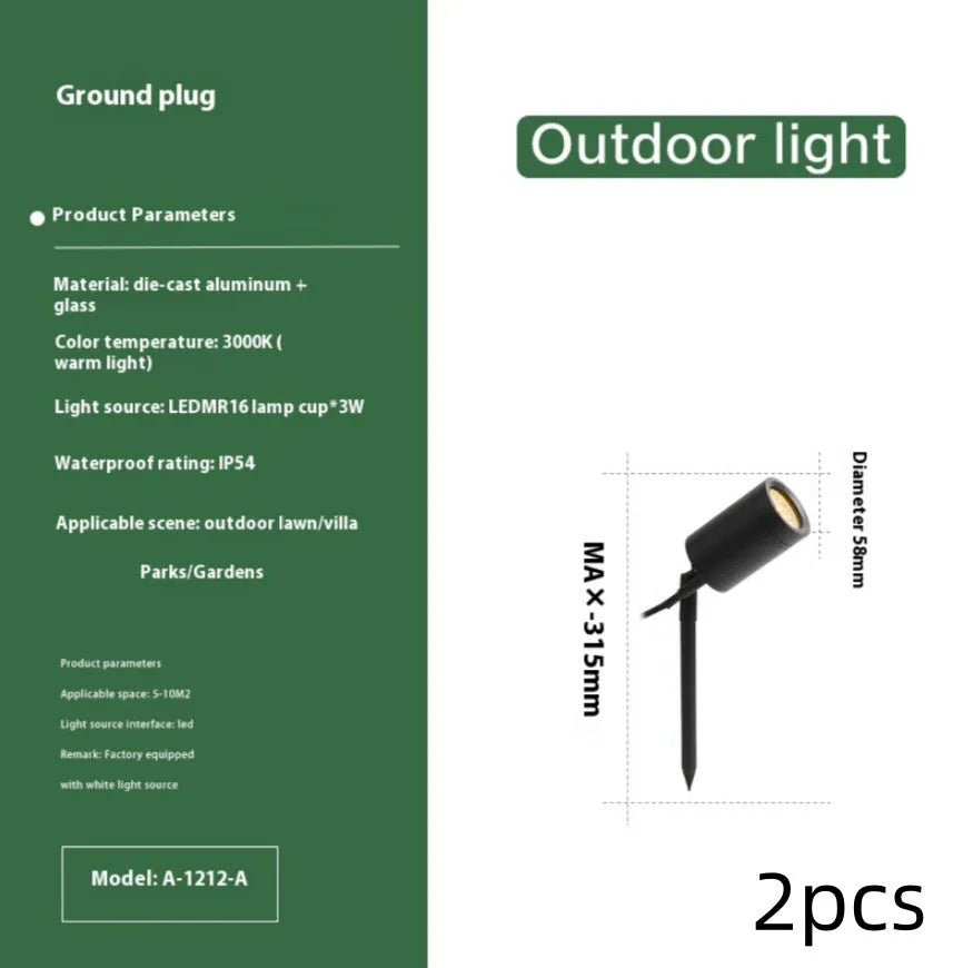 Aluminium outdoor ground lamp with IP65 waterproof rating for garden lighting