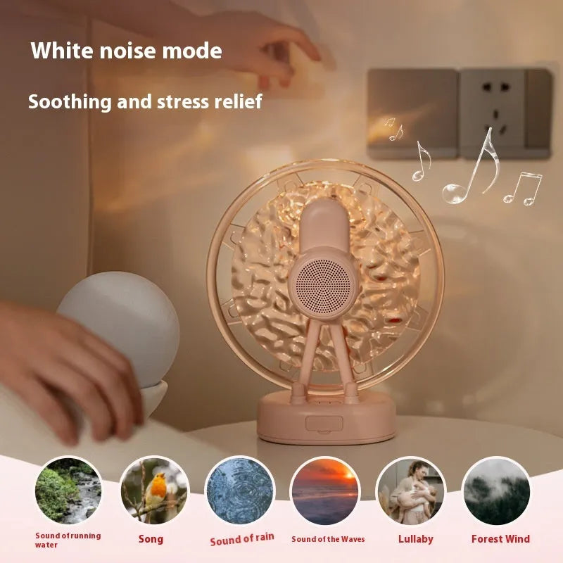 White or pink Ferris wheel water ripple design Bluetooth speaker atmosphere light with coloured LEDs.