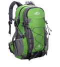 Green 35-litre outdoor sports backpack with dimensions 32cm wide by 50cm high.