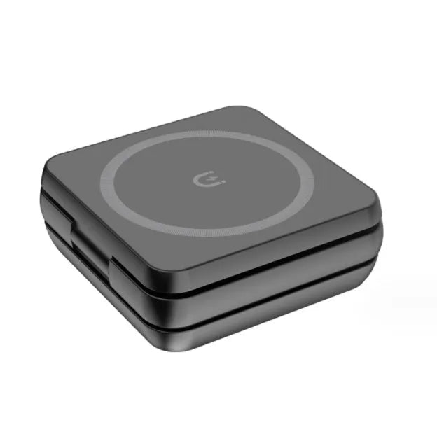 Folding three-in-one desktop wireless charging bracket with cable and magnetic ring
