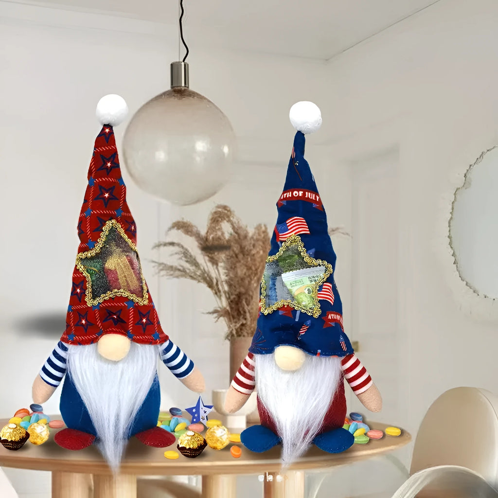 Two faceless baby doll Rudolf Christmas ornaments in cloth and polyester, each measuring 32cm tall.