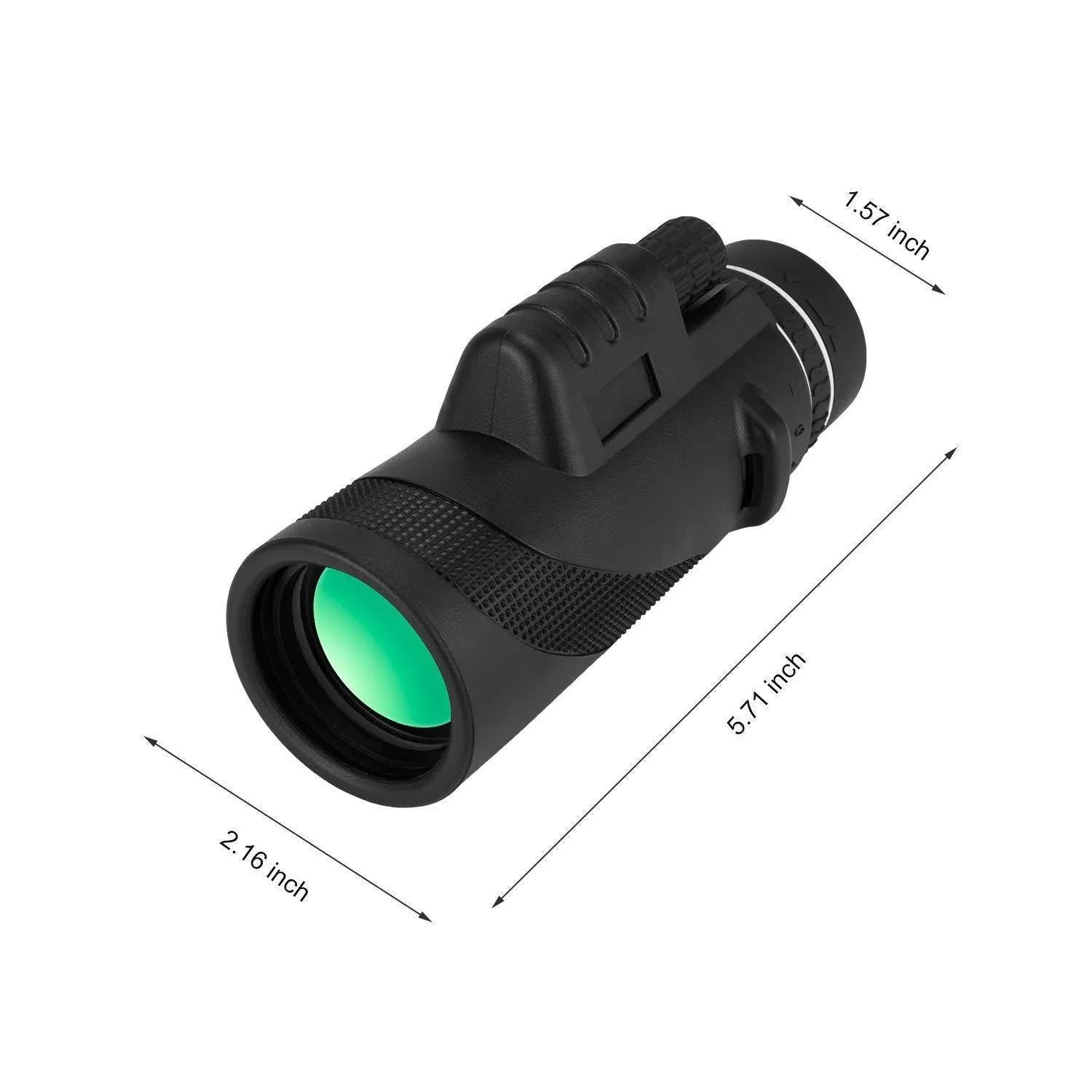 Black 40x60 monocular telescope showing lens details and compact size