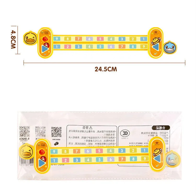 Yellow plastic cartoon digital decomposition ruler for children's mathematics education