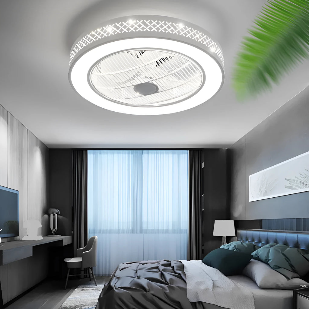 Pastoral style 55cm LED invisible fan chandelier with metal blades for ceiling installation