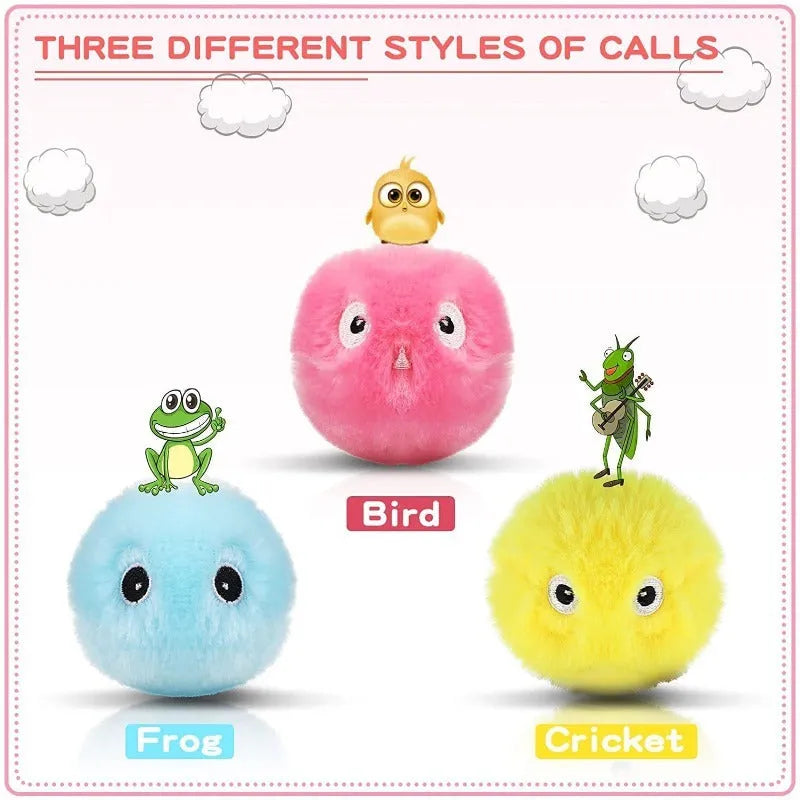Colourful interactive cat toy ball with motion sensor producing animal sounds