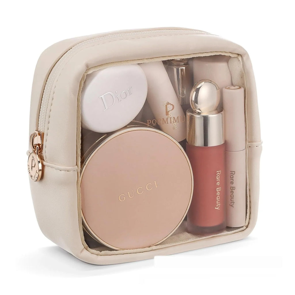 Transparent PVC leather cosmetic bag with waterproof travel storage in multiple colours and sizes