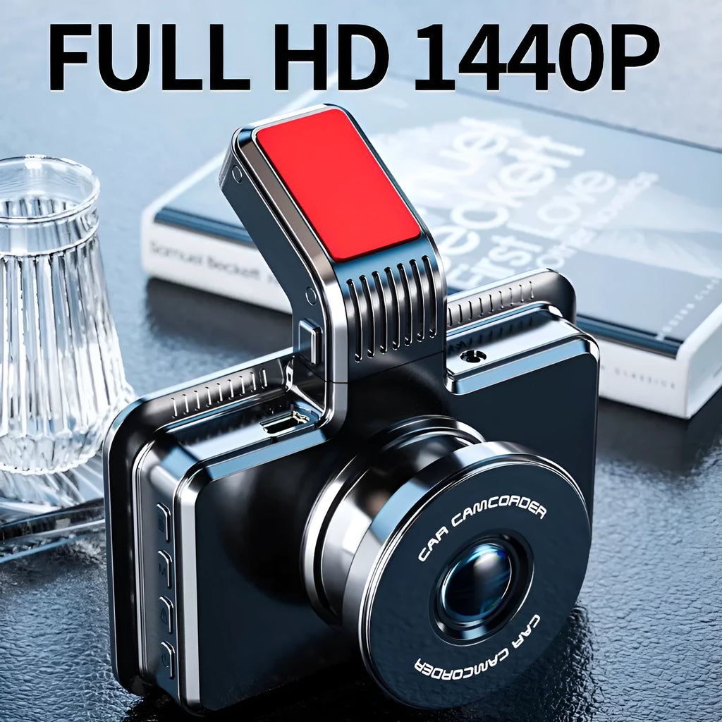 3-inch HD car DVR dashboard camera with double lens for front and rear recording, showing screen and button controls