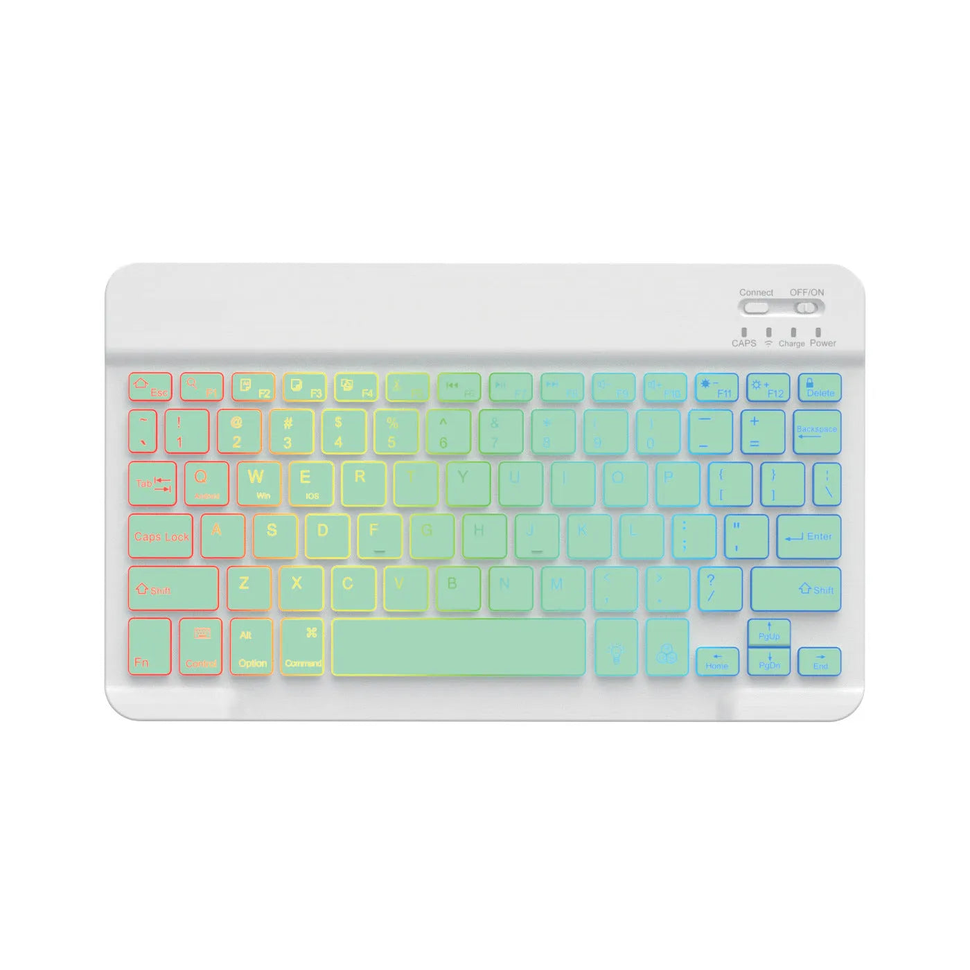 10-inch backlit Bluetooth keyboard for tablets with colourful RGB lighting in seven colour options