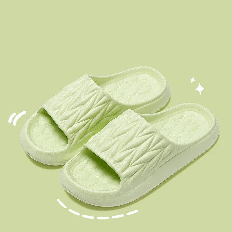 Leaf texture design EVA slippers in multiple colours with non-slip soles for indoor use