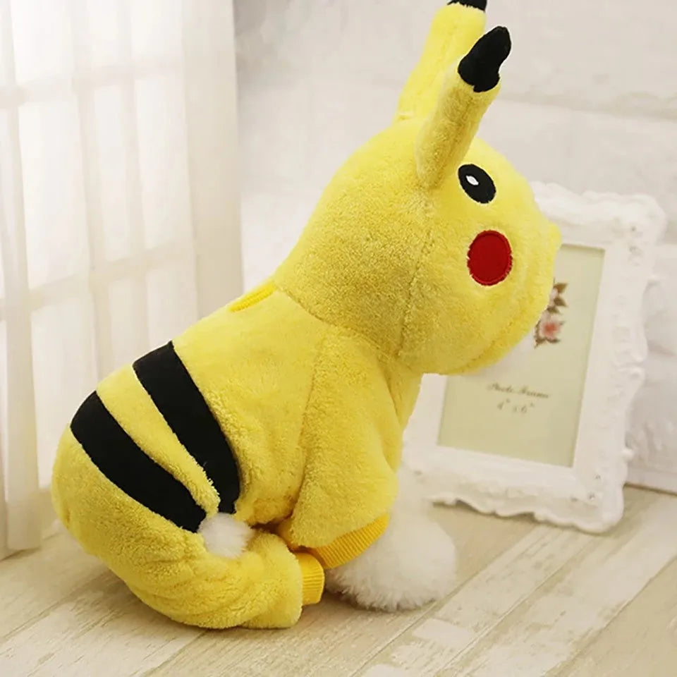 Fleece hoodie coat for cat or small dog in costume style with hood