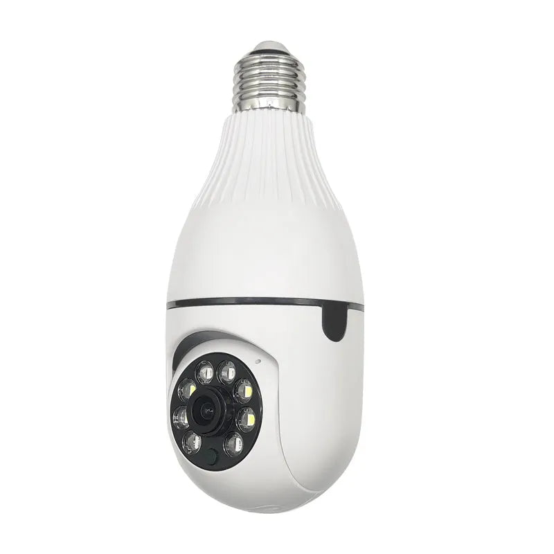 Minions brand wireless IP security camera on a stand, showing a wide-angle lens and status light.