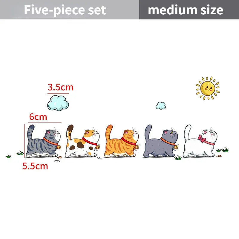 Five climbing cats car sticker on vehicle window showing PVC waterproof decal with humorous animal design