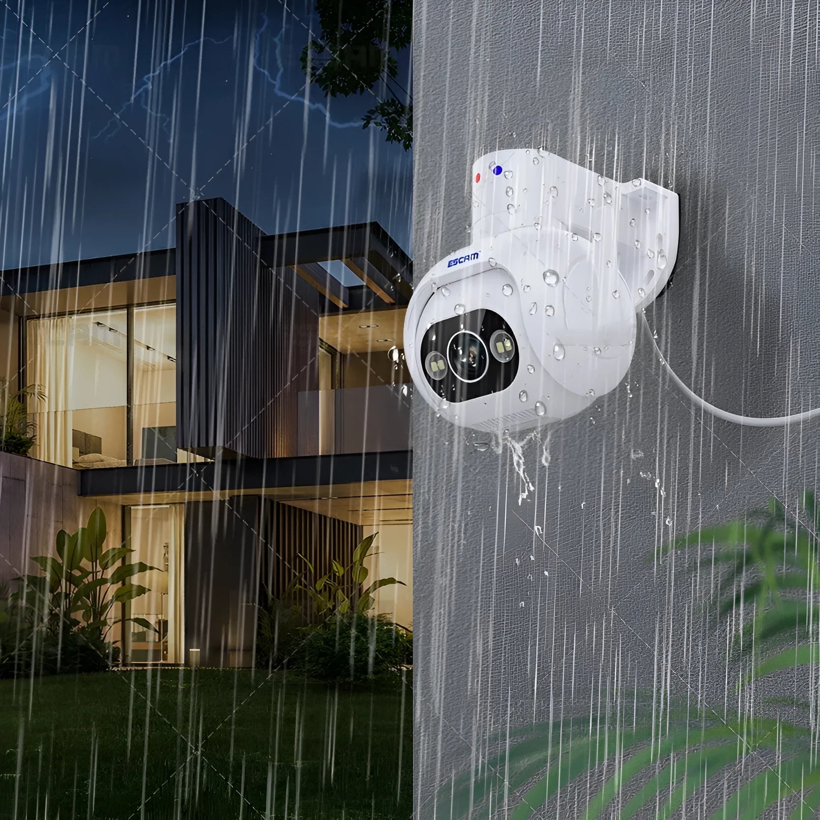 Smart colour night vision security camera with wall mount bracket and power supply
