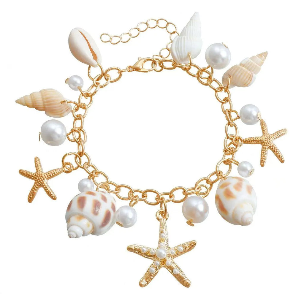 Women's summer beach waist chain and matching bracelet set with star-shaped alloy details