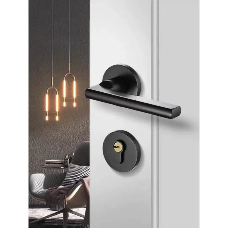Aluminium alloy split magnetic door lock handle for timber doors in household indoor settings