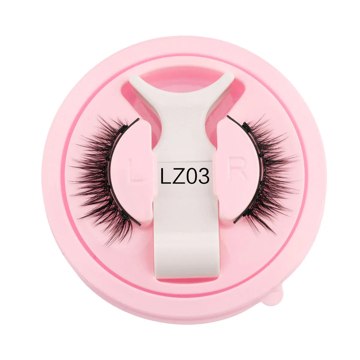 Set of five thick, black, waterproof reusable false eyelashes with glue-free bands.