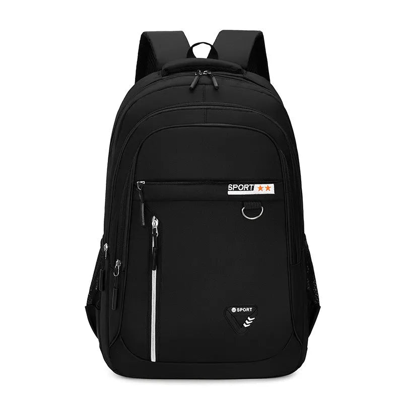 Men's Oxford cloth schoolbag in black with large capacity and air pillow belt burden reduction system