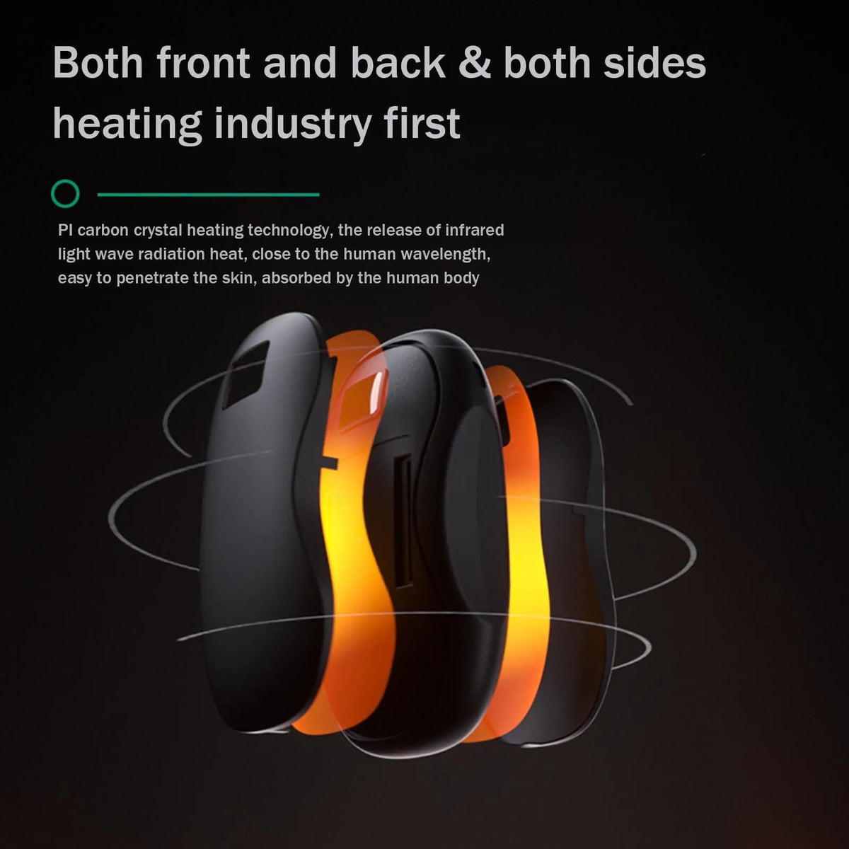 Electric hand warmer in Black, Green, Pink, or White with digital display, USB rechargeable power bank and ABS body