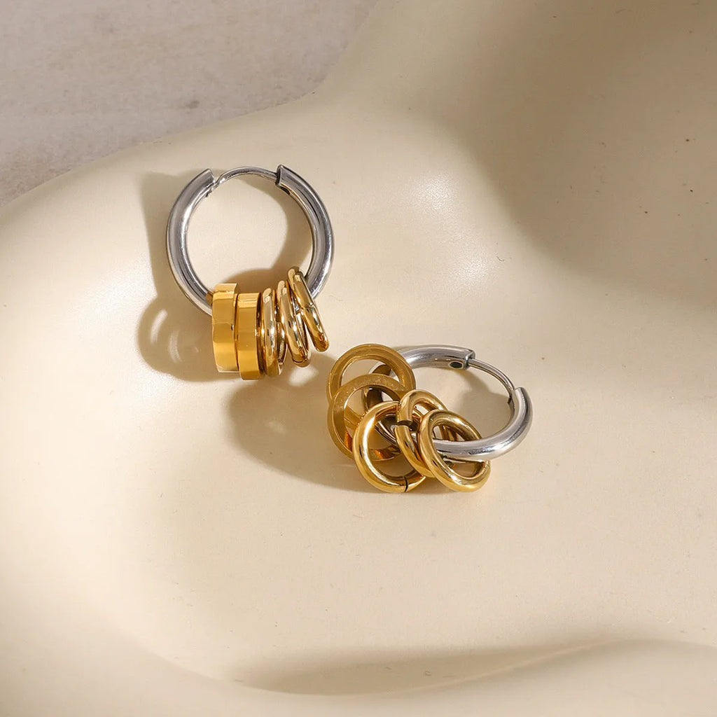 Ins style stainless steel earrings with electroplated metallic finish in two colour options