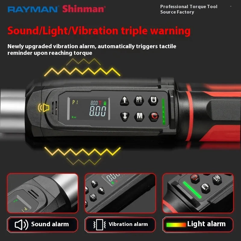 Digital display torque wrench showing readout with chrome-vanadium steel construction