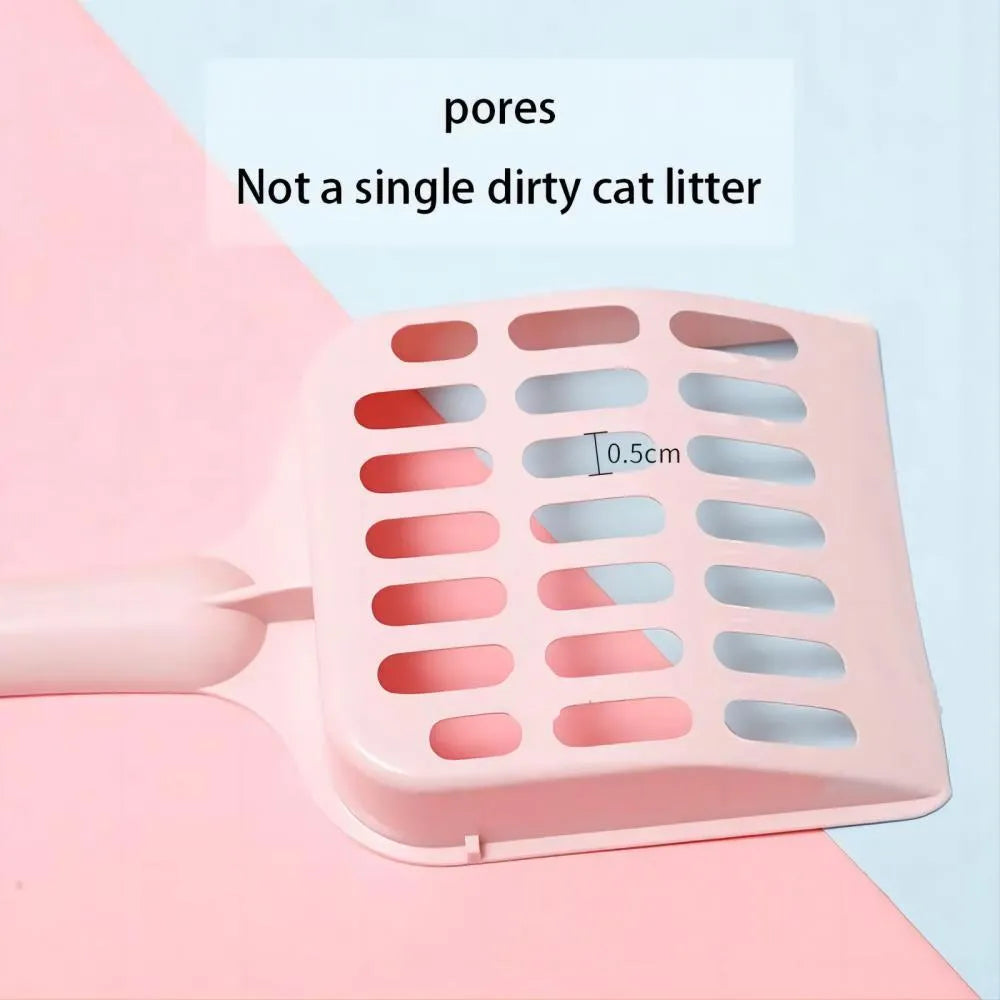 Blue plastic cat litter scoop with slotted design measuring 20cm long for litter box cleaning
