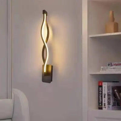 Nordic minimalist LED wall lamp with silicone shade in black, white, wavy, note or rich designs