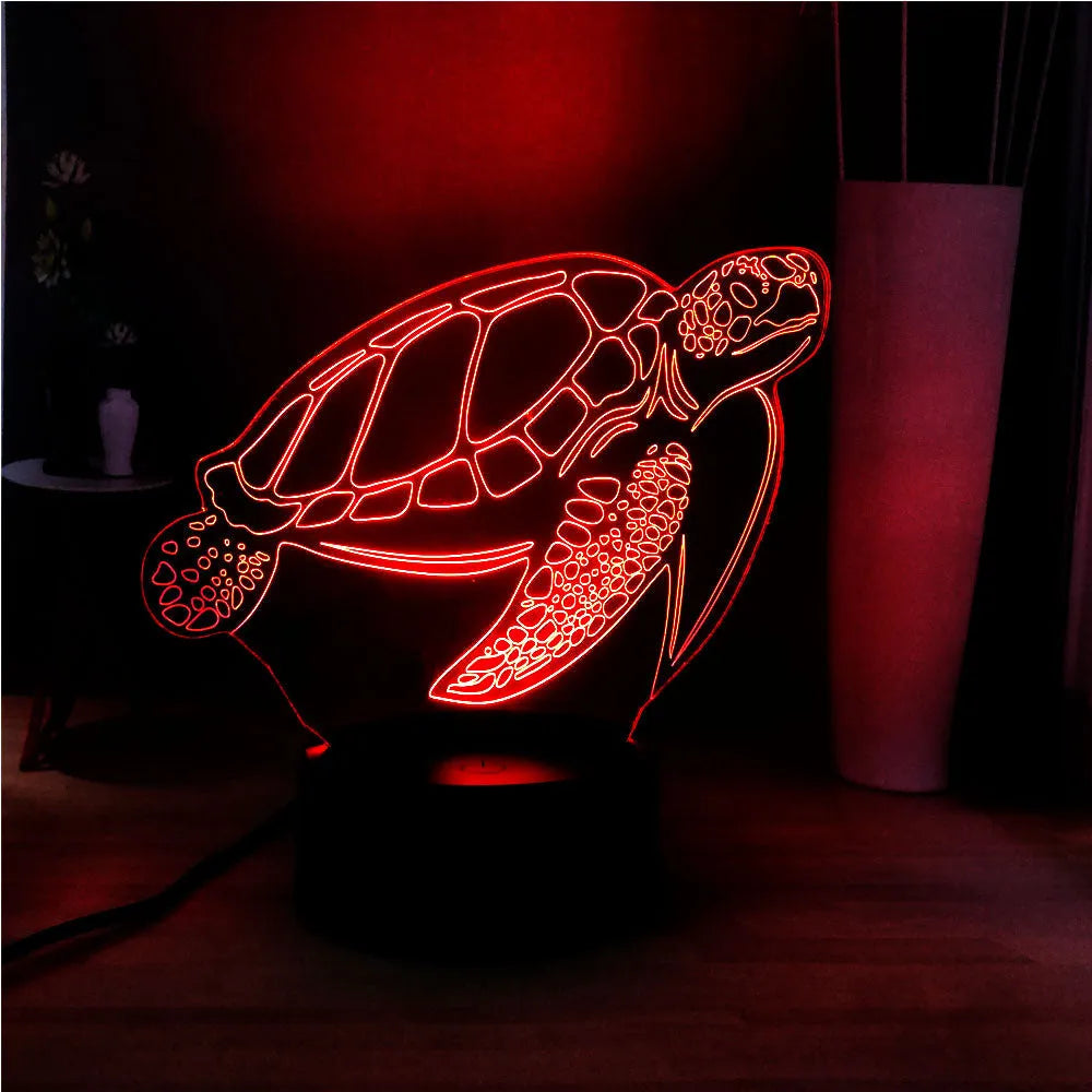 3D acrylic turtle shaped LED night light with 16 colour options and remote control