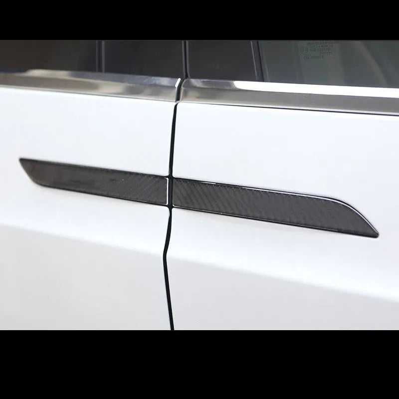 Carbon fibre door handle protection stickers for Tesla Model S vehicles