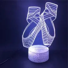 Ballet shoes 3D LED night light with remote control showing colourful illumination options