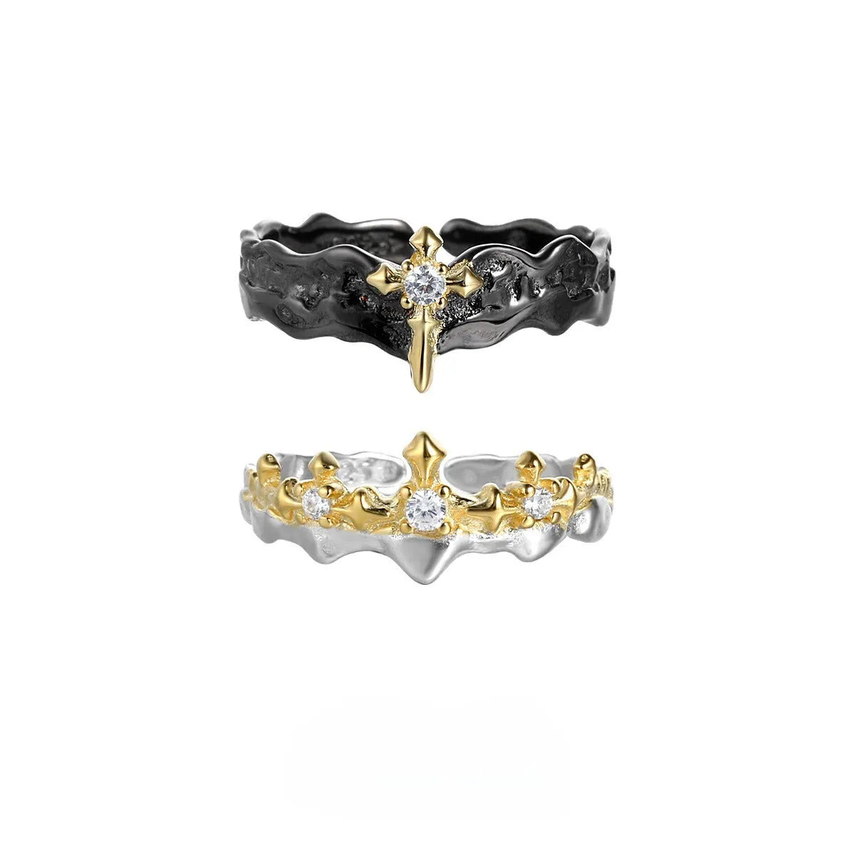 Princess Knight couple ring in silver with electroplated finish and adjustable opening