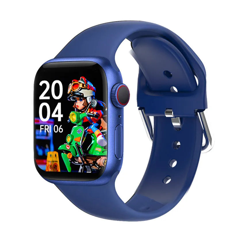 Smart watch with Bluetooth calling and NFC in black, silver gray, or pink, with charging cable and manual