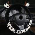 Plush car steering wheel cover with protective handle in black or coffee colour