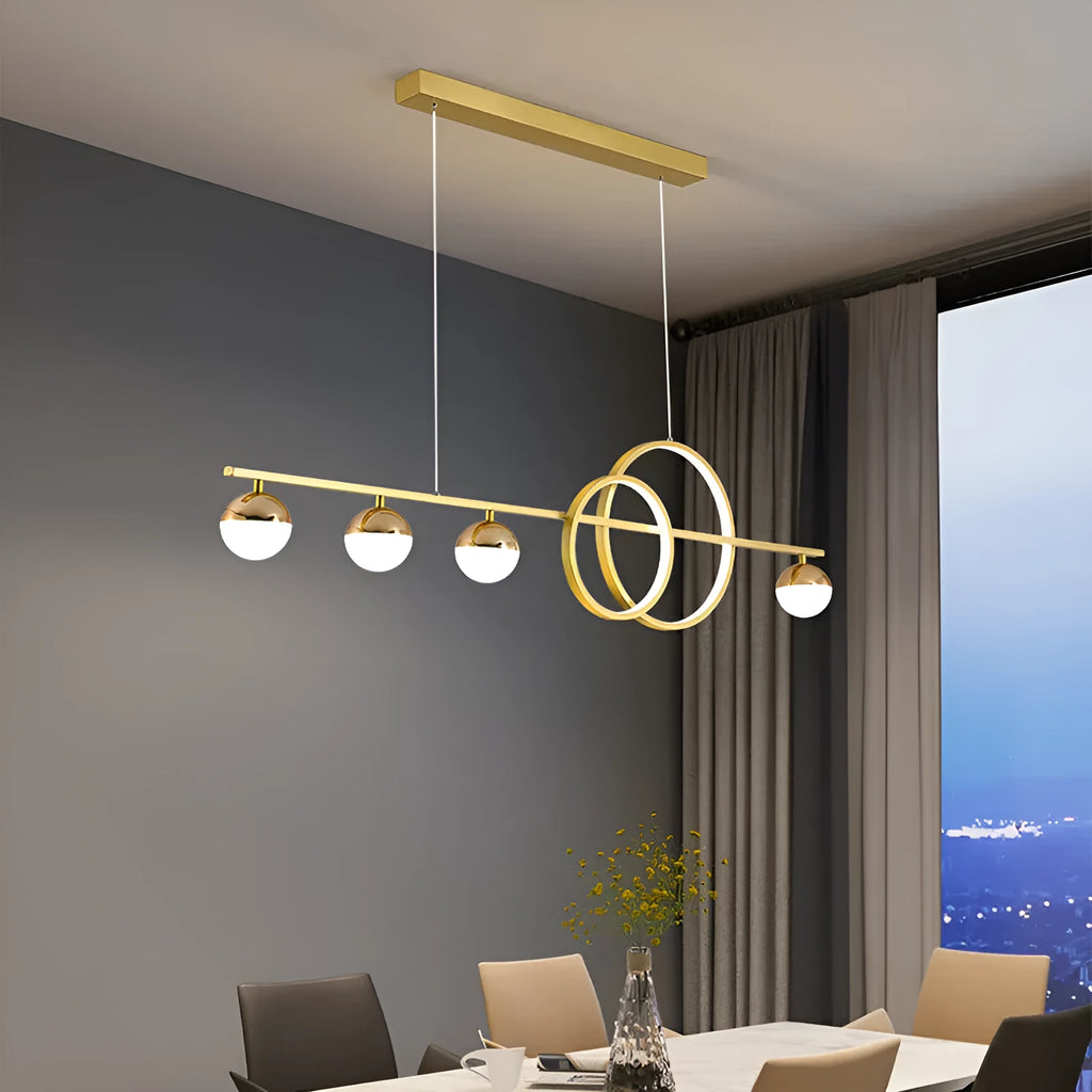 Rectangular aluminium LED ceiling chandelier in black or gold finish with remote control
