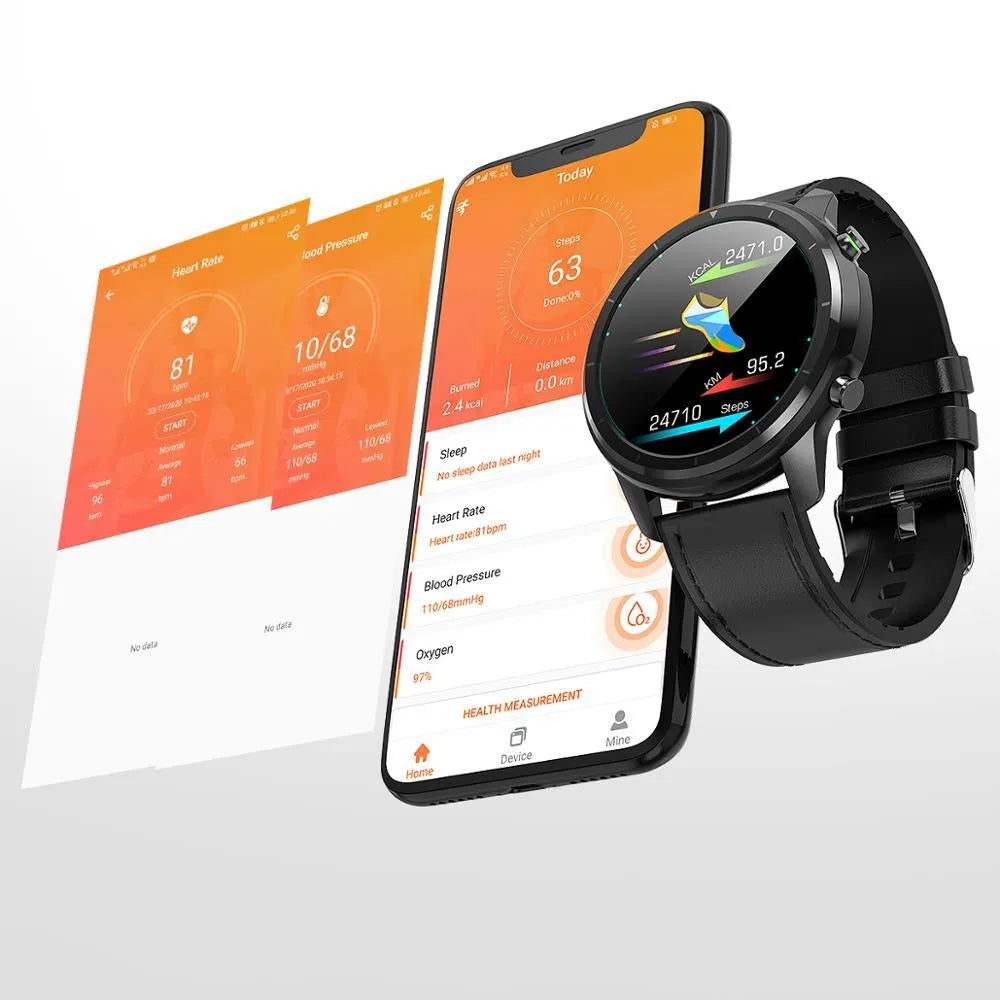 LEMFO LF26 smart bracelet with 1.3-inch display showing touch and button operation in black colour